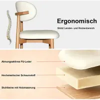 HAUSS SPOLE Eetkamerstoel Set van 2 Moderne Eetstoelen Met Ergonomische Rugleuning En Zachte Zitting Voor Keuken Woonkamer En Kantoor Hout Natural Walnut