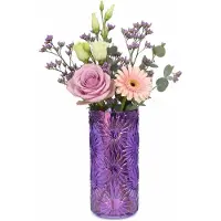 Plume Living Vaas Serina - transparant paars - D14 x H30 cm - glas - bloemenvaas - voor stelen en boeketten - decoratief glas