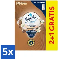 Glade 5 x - Touch & Fresh - Sensual Sandelhout Jasmijn - 10 ml - Sandalwood Jasmine Geur - Geurverspreiding - Geurhoudende Navulling - Geurhoudende Geur - Geur In Badkamer