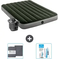 Intex luchtbed - tweepersoonsbed - 137 x 191 x 25 cm - groen - inclusief pomp - met spannenhoes en reparatieset