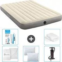 Intex Luchtbed - 2-Persoons - 152 x 203 x 25 cm - Beige - Inclusief Hoeslaken - Kussen - Pomp - Reparatieset en Kussenbeschermer