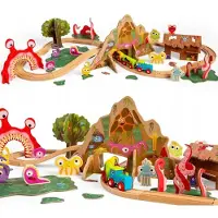 Bigjigs houten monster treinset, 50dlg.