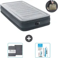 Intex Luchtbed - 1 Persoons - 99 x 191 x 33 cm - Grijs - Inclusief pomp - Hoeslaken en Reparatieset