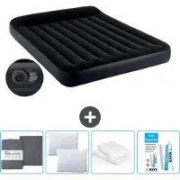 Intex Luchtbed - 2-Persoons - 152 x 203 x 25 cm - Blauw - Inclusief pomp - Hoeslaken - Kussen - Reparatieset en Kussenbeschermer