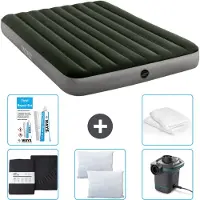 Intex Luchtbed - 2-Persoons - 152 x 203 x 25 cm - Groen - Inclusief Hoeslaken - Kussen - Pomp - Reparatieset en Kussenbeschermer