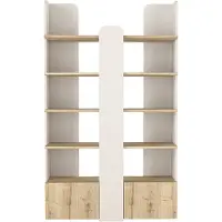 Vente-unique Boekenkast met 2 deuren en 4 planken - Beige en naturel - SARIOBA