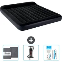 Intex Luchtbed - 2-Persoons - 183 x 203 x 25 cm - Donkerblauw - Inclusief Hoeslaken - Pomp en Reparatieset