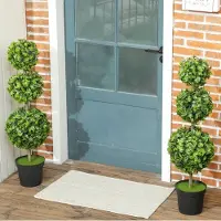 OKWISH Kunstplant in Pot Dubbele Bolboom 100 cm Kunststof Groen Voor Binnen En Buiten UV-bestendig Onderhoudsvrij Met Stevige Pot