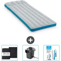 Intex Campingmatras – Frans bedformaat – 72 x 189 x 20 cm – Blauw – Inclusief: laken, pomp en reparatieset