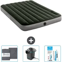 Intex Luchtbed - Twijfelaar - 137 x 191 x 25 cm - Groen - Inclusief Hoeslaken - Pomp en Reparatieset