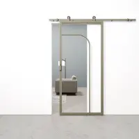 Barnwoodweb Schuifdeur staal en glas Arc olijfgrijs