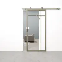 Barnwoodweb Schuifdeur staal en glas Classic Arc olijfgrijs