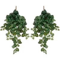 Mica Decorations Hedera klimop kunstplant - 2x - donkergroen - hangplant - L25 x B25 x H80 cm - Kunstplanten/nepplanten