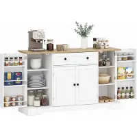 HOMCOM Buffet Cabinet-Spanplatte, MDF-138L x 40B x 85H cm-Weiß