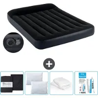 Intex Luchtbed - Twijfelaar - 137 x 191 x 25 cm - Blauw - Inclusief pomp - Hoeslaken - Kussen - Reparatieset en Kussenbeschermer