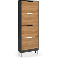 Vicco Schoenklaprek Luca, Antraciet/Goudkleurig Eiken, 59 x 157.5 cm met 4 kantelbare compartimenten