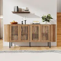 STILVORA Dressoir - Modern Design Met Schuifdeuren En Verstelbare Planken - Voor Woonkamer En Hal - MDF En Metaal - 160x40x70 Cm - Naturel