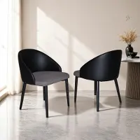 STILVORA Eetkamerstoel - Set Van 2 - Ergonomische Rugleuning En Ademende Zitting - Voor Eetkamer En Woonkamer - Kunstleer En Stof - Grijs Zwart