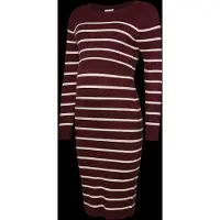 Mamalicious gebreide gestreepte zwangerschaps- en voedingjurk - donkerrood Dames Viscose Col - maat L