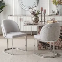 OKWISH Set van 2 eetkamerstoelen, met dubbele rugleuning, moderne stijl, keukenstoel met metalen poten, geschikt voor keuken of eetkamer