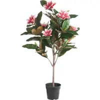 Beliani MAGNOLIA TREE - Kunstplant in pot - Rood - 90 cm - Plastic