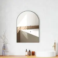 STILVORA Badkamerspiegel Gebogen 50 x 70 Cm Met Aluminium Frame Zwart Wandspiegel Voor Badkamer En Interieur Met Moderne Uitstraling