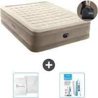 Intex Luchtbed - 2-Persoons - 152 x 203 x 46 cm - Beige - Inclusief pomp - Hoeslaken en Reparatieset