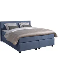 Mörgenn Boxspring Amsterdam - Pocketvering - Blauw Lederlook - 100x200 cm - Inclusief Dekbed en Kussens