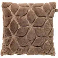 Dutch decor QUINN - sierkussen 45x45 cm - bontlook - gewatteerd bloemmotief - Driftwood - taupe - Inclusief binnenkussen - Luxe kussens voor woonkamer & bank