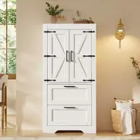 STILVORA Keukenkast - Landelijke Stijl Met 2 Lades En Verstelbare Planken - Voor Keuken, Eetkamer En Woonkamer - MDF - Wit - 60x30x128 Cm