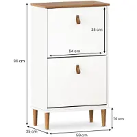 Idimex Schoenkast MIKKA met 2 kleppen – Wit/eiken