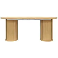 OKWISH Eettafel - Uitschuifbaar Met Verborgen Opbergvak - 149,8-189,7 x 80 x 75 cm - Voor Kleine Ruimtes - MDF Naturel