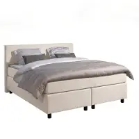 Mörgenn Boxspring Amsterdam - Pocketvering - Crème Lederlook - 160x210 cm - Inclusief Dekbed en Kussens