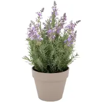 DK Design Lavendel kunstplant - in terra pot - paarse bloemen - D32 x H53 cm - bloemetjes - decoratie