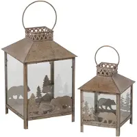 J-Line Lantaarns - metaal - beige - set van 2