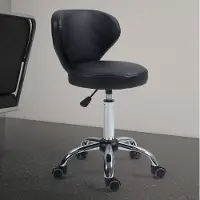OKWISH Bureaukruk - 51-66 Cm Verstelbare Zithoogte & 360 Graden Draaibaar - Met Ergonomische Rugleuning - Voor Salon En Thuis - Kunstleer - Zwart