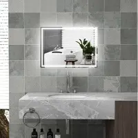 STILVORA Badkamerspiegel LED Touchschakelaar Rechthoek 70 X 50 Cm Glas Aluminium Kunststof Zilver Wandspiegel Voor Badkamer Met IP44 En Horizontale Of Verticale Montage