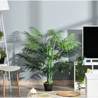 STILVORA Kunstplant 125 Cm Realistische Palma Met 18 Bladeren In Zwarte Pot Van Kunststof Groen Voor Woonkamer Balkon En Terras Met Natuurlijke Uitstraling
