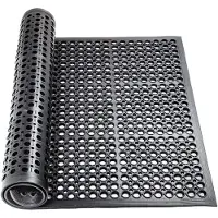 ANRO Rubberen Deurmat Zwart 90x150cm – Ringmat Honingraatmat Antislip Buiten Rubbermat Schoonloopmat
