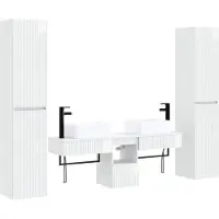 vidaXL Badkamerkastset, 5 stuks, hoogglanzend wit, 33 x 34,5 x 160 cm
