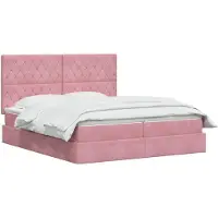 vidaXL LED Opslagbed met Matras Roze 200 x 200 cm Fluweel