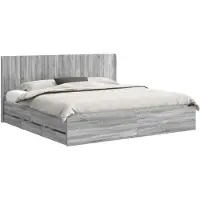 vidaXL Bedframe met opbergruimte en hoofdbord Grijs Sonoma