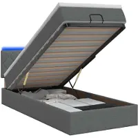 vidaXL Ottomaanse Bed met Matras en LED Donkergrijs 80 x 200 cm Stof