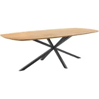 Pronto Wonen Eettafel Aska teak 180x90 cm Deens ovaal naturel brushed - Spinpoot - Teak hout - Bruin -