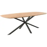 Pronto Wonen Eettafel Romaro teakhout 260x110 cm Deens ovaal mix rough - Spinpoot - Teak hout - Bruin -