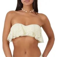 Brave Soul Dames/Dames Crochet Bandeau Bikini Top (Geel)