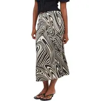 Brave Soul Midi-rok met wervelend patroon voor dames (Zwart)