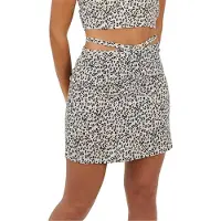 Brave Soul Minirok met dierenprint en strikdetail voor dames (Beige/Zwart)