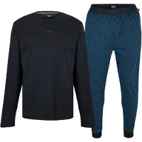 BOSS Geometrische lange pyjamaset voor heren (Donkerblauw)