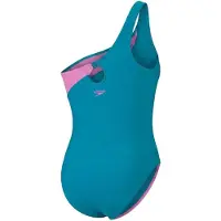 Speedo Dames/Dames Asymmetrisch Eendelig Zwempak (Groen/roze)